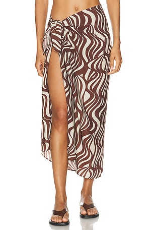 Enza Costa Wave Print Sarong in Brown