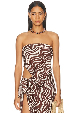 Enza Costa Scarf Top in Brown