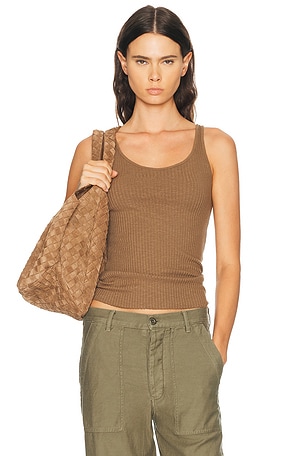Enza Costa Military Rib Slim Tank Top in Army