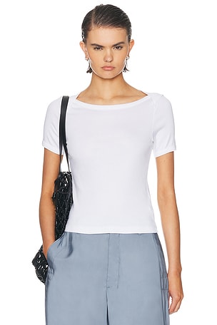 Enza Costa Supima Cotton Beateau Tee in White