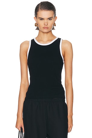 Enza Costa Cotton Ringer Tank Top in Black