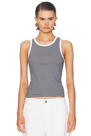 Enza Costa Cotton Mini Stripe Tank Top in Black