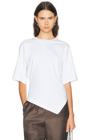 Enza Costa Supima Structured Jersey Asymmetric Tee in White