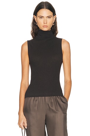 Enza Costa Cashmere Jersey Shell Top in Brown