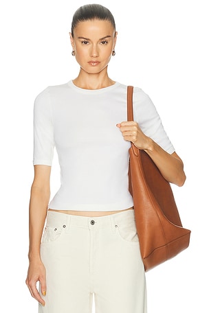 Enza Costa Supima Cotton New Classic Half Sleeve Tee in White