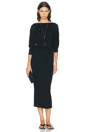 Helsa Stretch Cotton Sateen Midi Dress in White