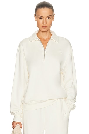 Eterne Zip-up Polo Sweatshirt in Cream