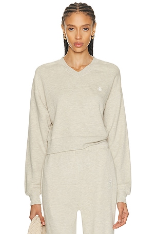 Eterne Cropped V-Neck Sweatshirt in Neutral