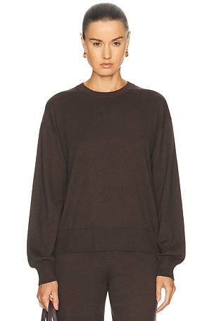 Eterne Brock Cotton Cashmere Sweater in Chocolate