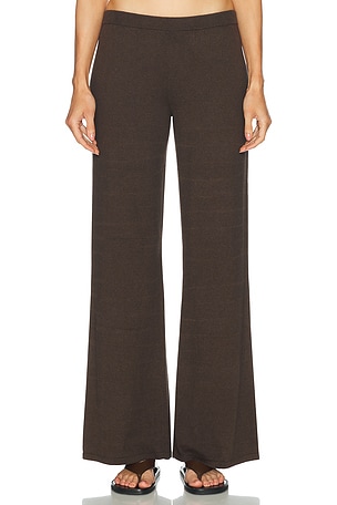 Eterne Wide Leg Cotton Cashmere Lounge Pant in Chocolate