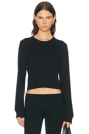 Eterne Long Sleeve Boxy Tee in Black