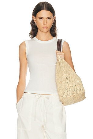 Eterne Fitted Muscle Tank Top in Ivory