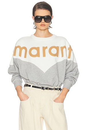 Isabel Marant Etoile Houston Sweatshirt in White,Light Grey