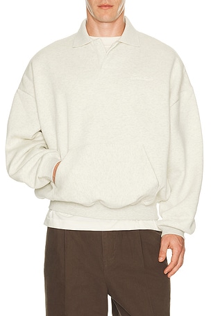 Fear of God ESSENTIALS Signature 90's Polo Sweatshirt in Light Grey