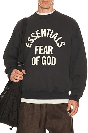 Fear of God ESSENTIALS Campus 90's Crewneck Sweatshirt in Black