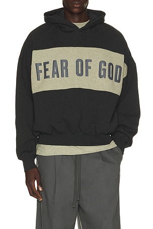 Fear of God ESSENTIALS Cropped Relaxed Panelled Hoodie in Black