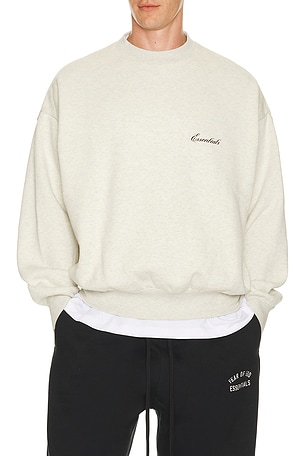 Fear of God ESSENTIALS Classic Crewneck Sweatshirt in Oatmeal Heather/Light Heather in Light Grey