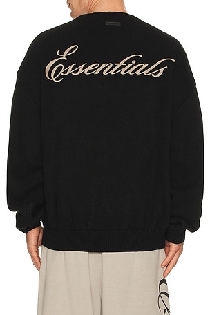Fear of God ESSENTIALS Waffle Crewneck Sweater in Black