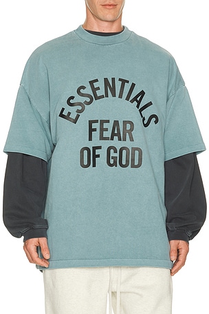 Fear of God ESSENTIALS Campus 90's Short Sleeve Tee in Blue