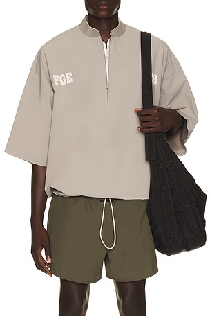 Fear of God ESSENTIALS Half Zip Baseball Shirt in Grey