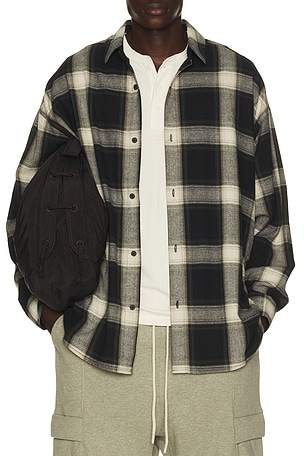 Fear of God ESSENTIALS Button Up Shirt in Grey