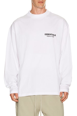 Fear of God ESSENTIALS Classic Fit Long Sleeve T-Shirt in White