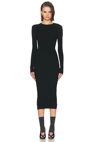 Fear of God ESSENTIALS Rib Long Sleeve Dress in Black
