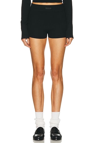 Fear of God ESSENTIALS Waffle Knit Boxer Short in Black
