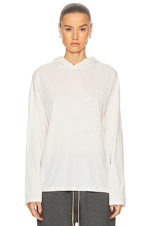 Fear of God ESSENTIALS Classic Fit Hooded Tee in Ivory