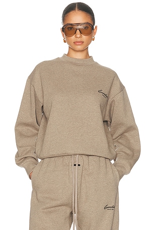 Fear of God ESSENTIALS Classic Crewneck Fleece Sweatshirt in Taupe