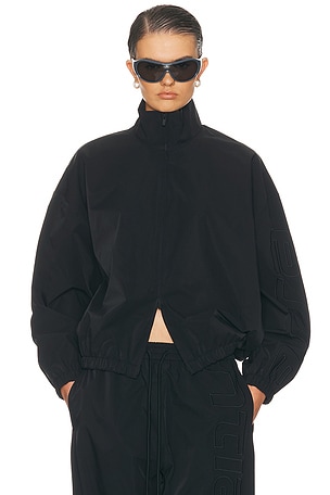 Fear of God ESSENTIALS Active Trace Full Zip Track Sporty Nylon Jacket in Black
