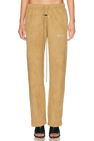 Fear of God ESSENTIALS Signature Relaxed Suede Fleece Pant in Brown