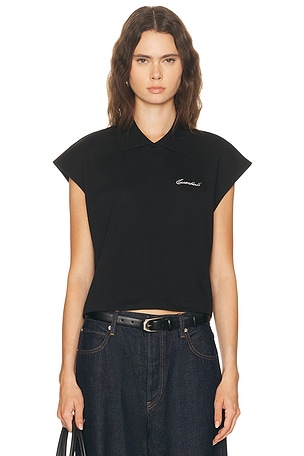 Fear of God ESSENTIALS Cropped Pique Polo Top in Black