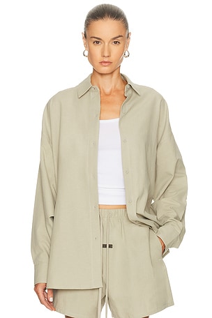 Fear of God ESSENTIALS Brushed Oxford Relaxed Shirt in Neutral