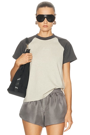 Fear of God ESSENTIALS Signature Classic Fit Baseball Jersey Tee in Grey