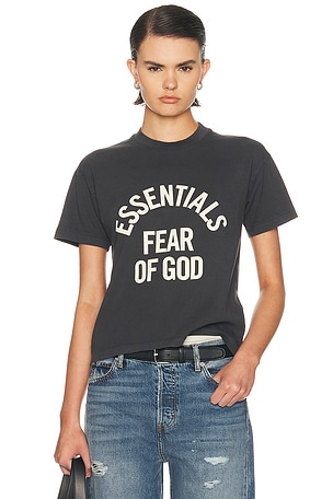 Fear of God ESSENTIALS Campus Classic Short Sleeve Cotton Jersey Tee in Charcoal