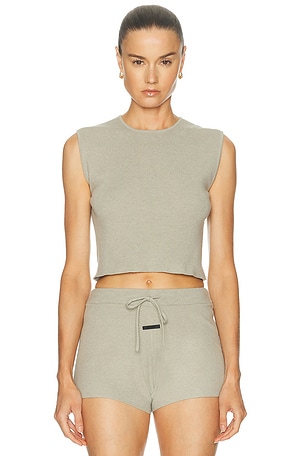 Fear of God ESSENTIALS Rib Knit Crop Top in Grey