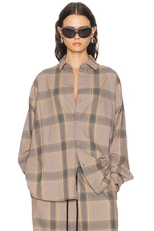 Fear of God ESSENTIALS Button Up Shirt in Tan
