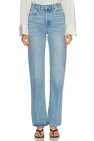 GRLFRND Sara Super High Rise Slim Straight Jeans in Lenox Hill | FWRD
