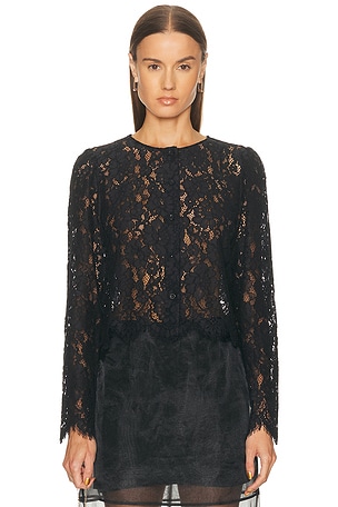 FRAME Lace Blouse in Black