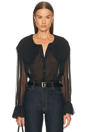FRAME Tiered Statement Blouse in Black