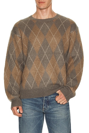 FRAME Argyle Sweater in Taupe