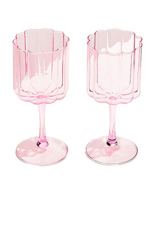 Fazeek Wave Wine Glasses Set of 2 in Pink