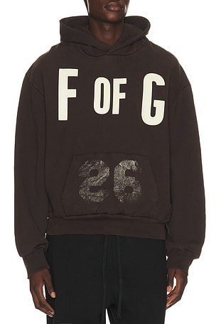 Fear of God Brushed Fleece F Of G Classic Fit Half Raglan Hoodie W/ Pocket in Chocolate