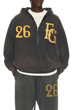 Fear of God Baseball Club Half Zip Hoodie in Charcoal