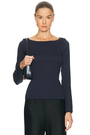 FLORE FLORE Steffi Long Sleeve Top in Navy