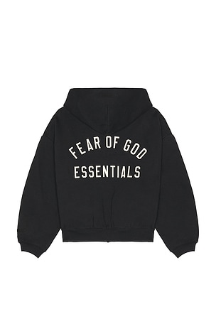 Fear of God ESSENTIALS Kids Classic Full Zip Hoodie in Black