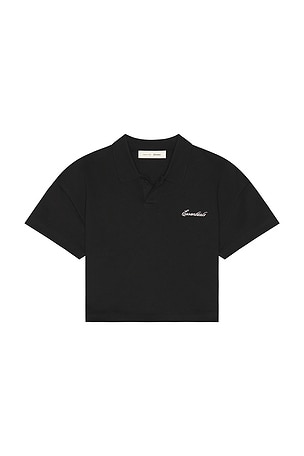 Fear of God ESSENTIALS Kids Signature Classic Short Sleeve Polo in Black