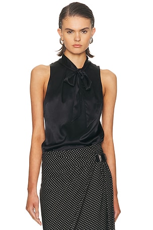 fleur du mal Silk Blouson Bodysuit in Black