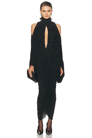 Francesco Murano Draped Cut Out Maxi Dress in Black